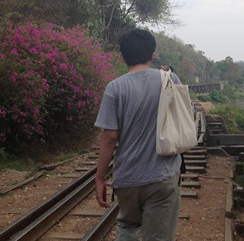 Walking on the Railway in the Thailand side today