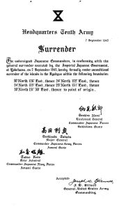 [Image 2] Document of Surrender of Local Army Units, Nansei Islands (Ref. B19020469200, Image 2)