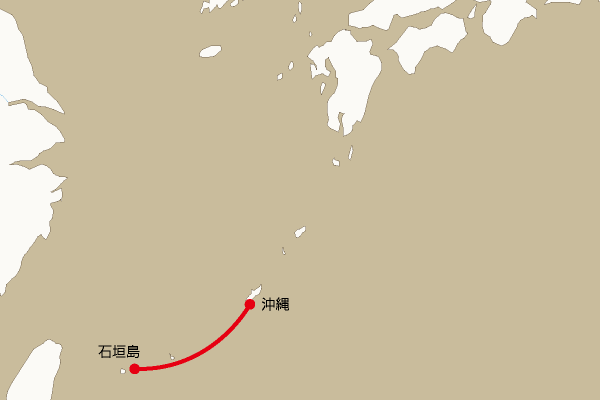 海底電線ルート地図：沖縄―石垣島