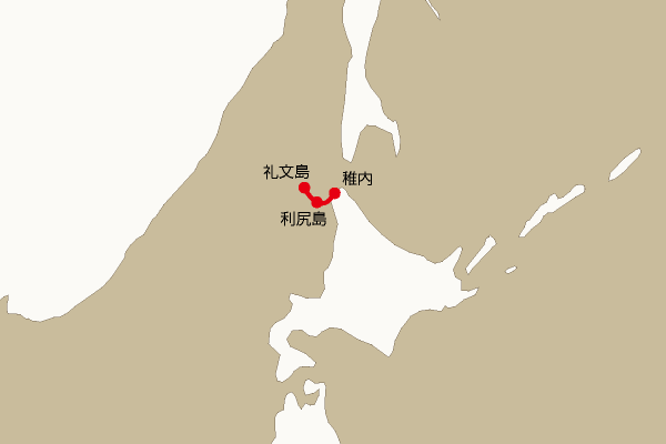 海底電線ルート地図：稚内―利尻島―礼文島