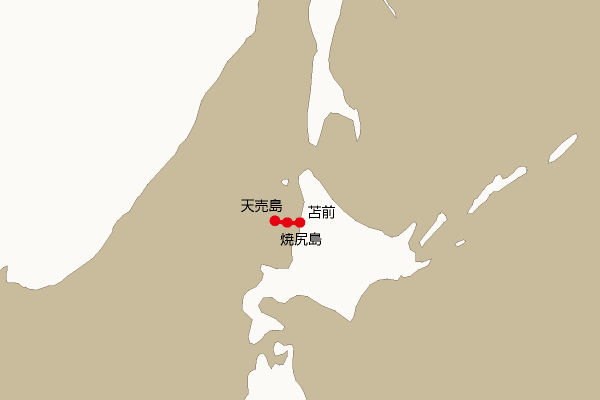 海底電線ルート地図：苫前―焼尻島―天売島