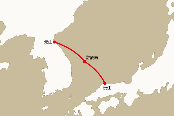 海底電線ルート地図：松江―欝陵島―元山