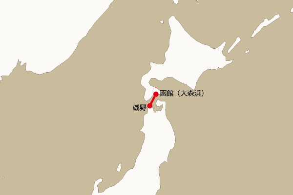 海底電線ルート地図：青森（磯野）―函館（大森浜）