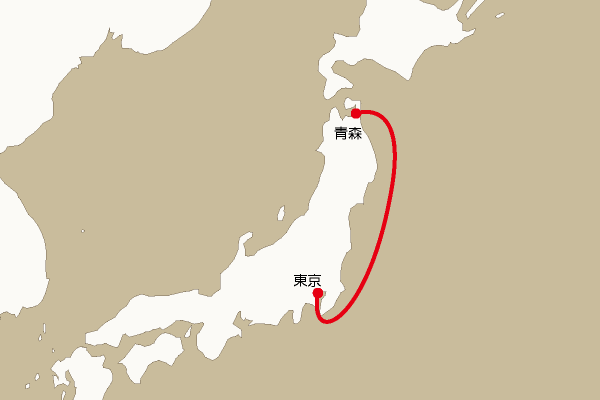 海底電線ルート地図：東京―青森