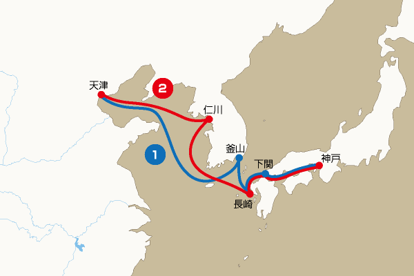 航路地図：神戸―天津