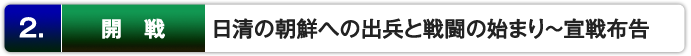 2.開戦 : 日清の朝鮮への出兵と戦闘の始まり~宣戦布告