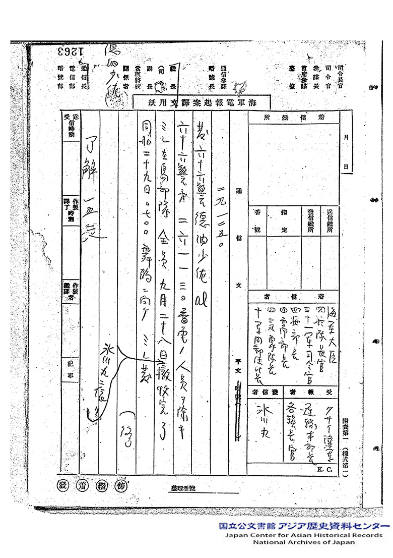 電報発信文起案綴　ミレ部隊　昭和２０年８月１８日～昭和２０年９月２９日（２）