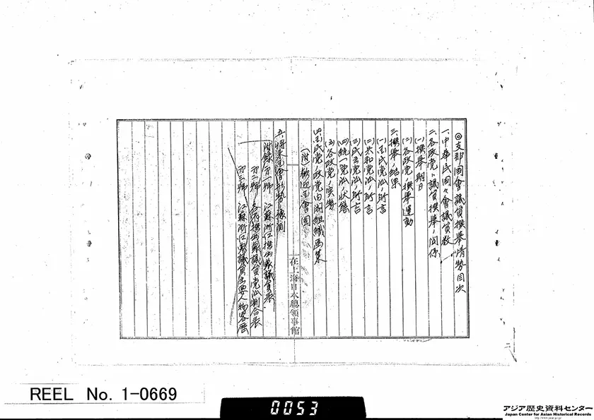 「中華民国国会議員選挙情勢に関する報告書」