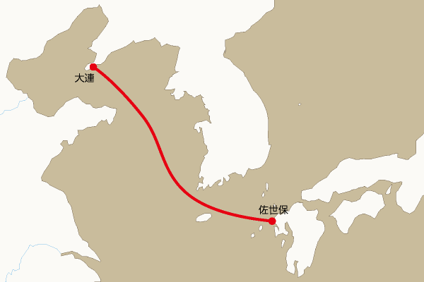 海底電線ルート地図：佐世保―大連