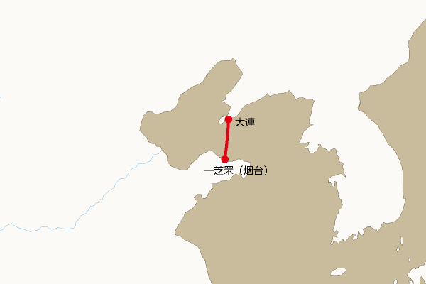 海底電線ルート地図：大連―芝罘（烟台）