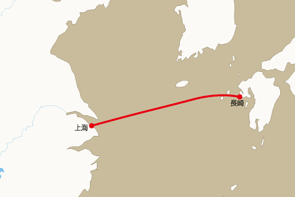 海底電線ルート地図：長崎―上海