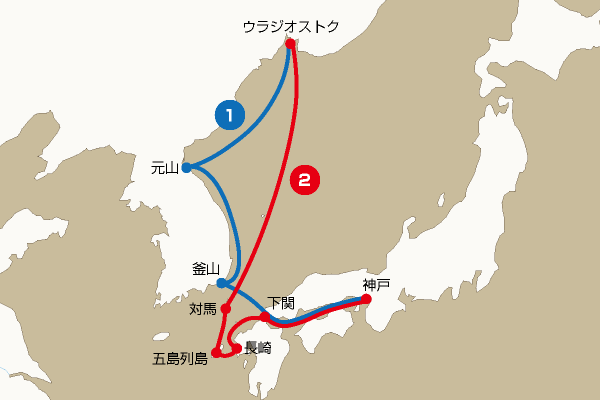 航路地図：神戸―ウラジオストク