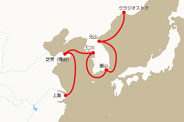 航路地図：上海―ウラジオストク