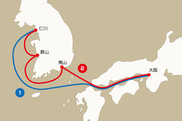 航路地図：大阪―仁川