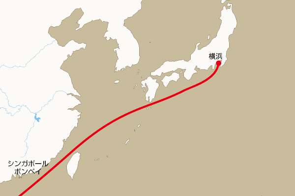 航路地図：横浜―ボンベイ