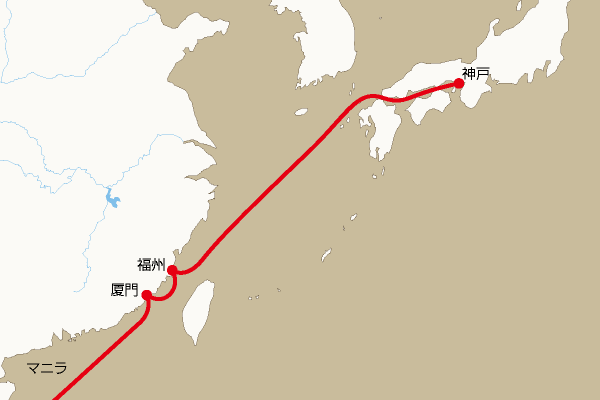 航路地図：神戸―マニラ