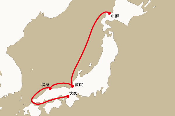 航路地図：大阪―北海道