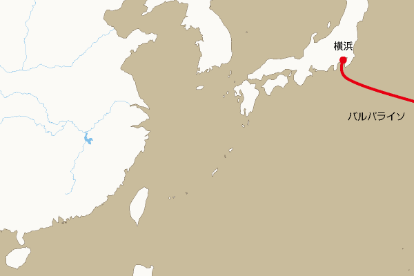 航路地図：横浜―バルパライソ