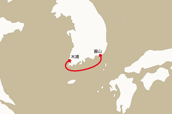 航路地図：釜山―木浦