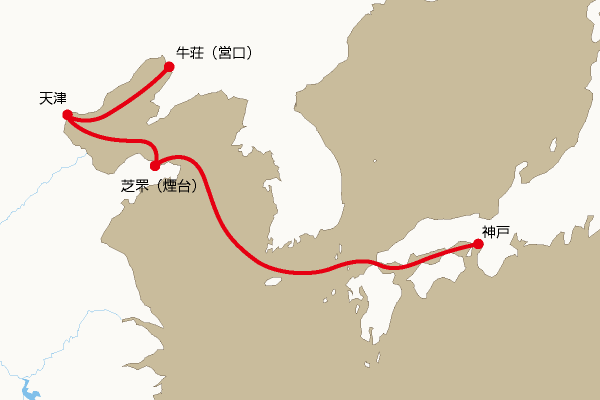 航路地図：神戸―牛荘（営口）