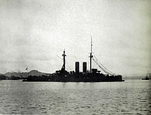 (1) 日本海海戦で後部マストを破損した戦艦「三笠」